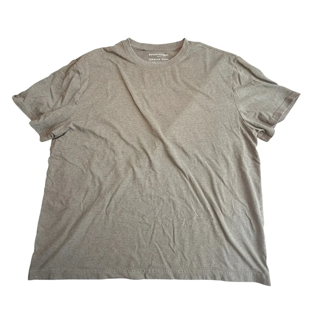 Banana Republic Premium Wash Mens XL T-Shirt Short Sleeve Greenish Gray Crew
